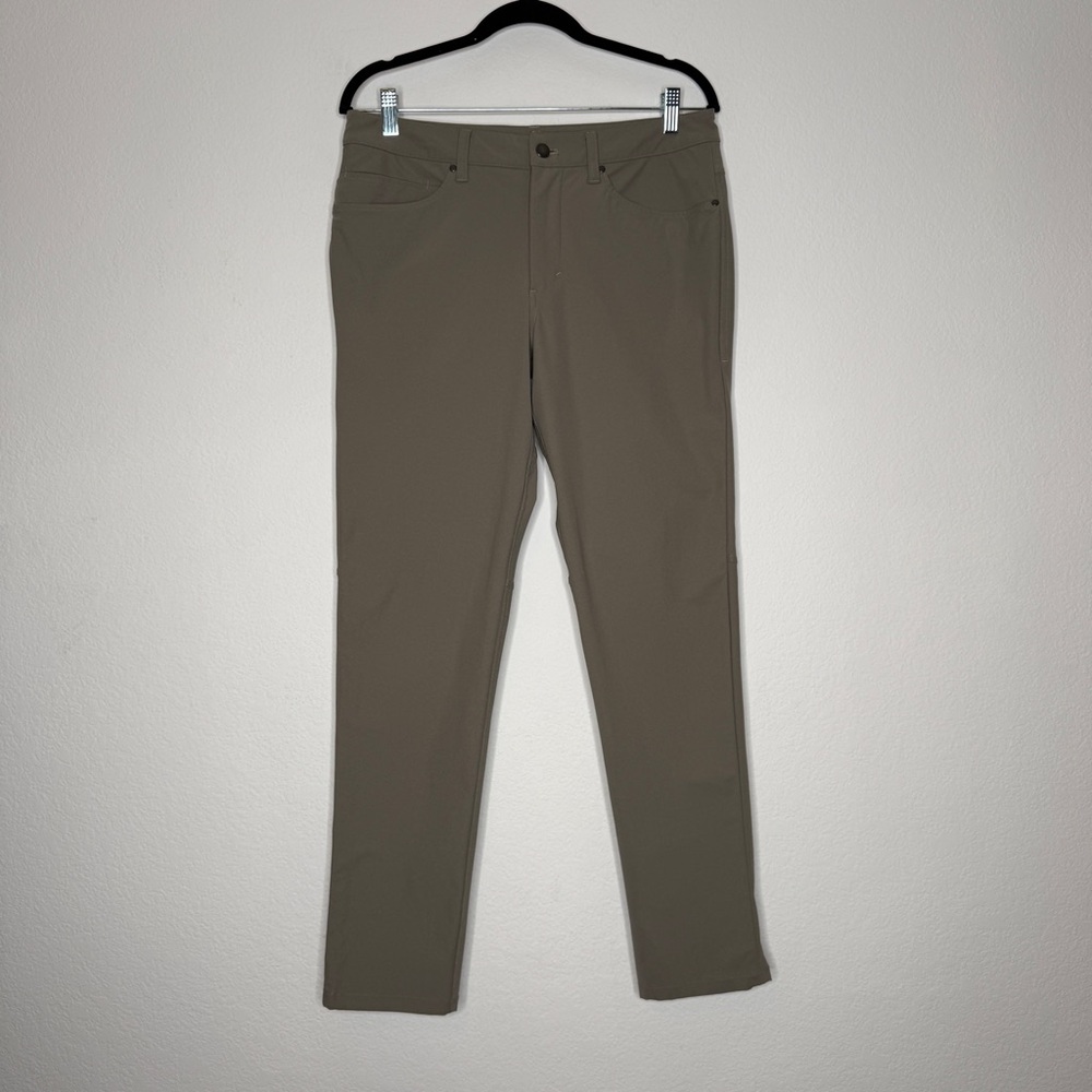 Lululemon ABC Slim Warpstreme Tan Pants Five Pocket Zip Fly W31 L30